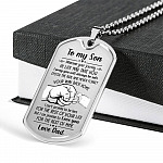 From Dad To My Son I Pray You Will Always Be Safe Dog Tag Pendant Necklace - Inspirational Gifts - Dog Tag (Silver)