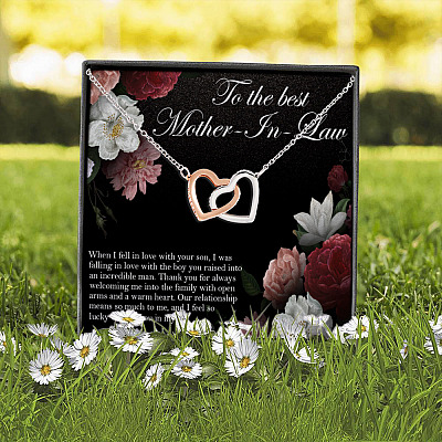 To The Best Mother-in-Law Interlocking Heart Pendant Necklace