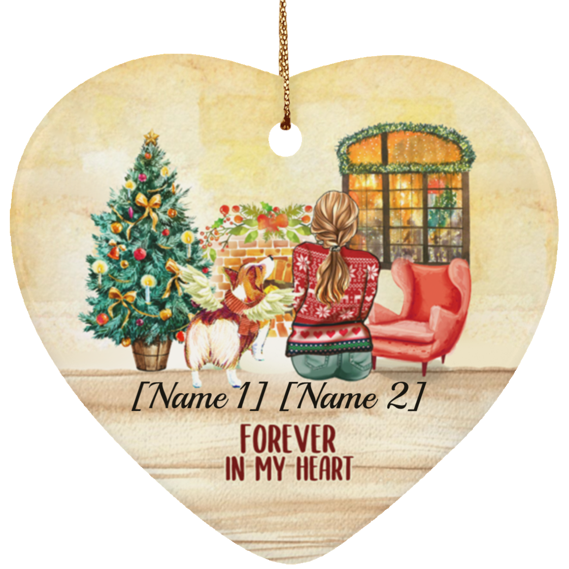 Personalized Corgi Dog Forever In My Heart Forever In My Heart Christmas Ornament 2020 - Holiday Flat Heart Ornament, White, Heart Ornament