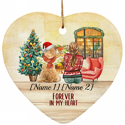 Personalized Golden Retriever Forever In My Heart Christmas Ornament 2020 - Holiday Flat Heart Ornament, White, Heart Ornament