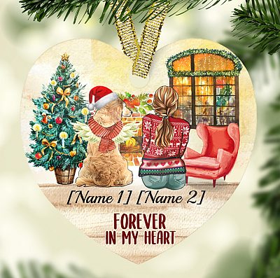 Alternative view of Personalized Golden Retriever Forever In My Heart Christmas Ornament 2020 - Holiday Flat Heart Ornament