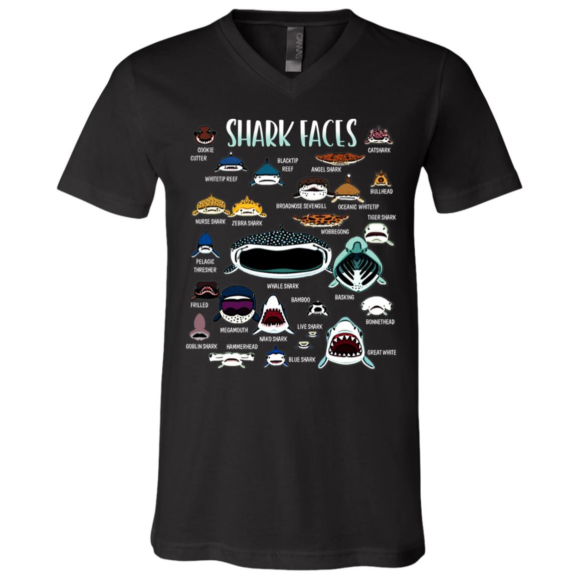 Love Shark Faces Cute Funny T-Shirt - V-Neck Shirt - Shark Lovers Gifts, Black, V-Neck T-Shirt Love Shark Faces Cute Funny T-Shirt - V-Neck Shirt - Shark Lovers Gifts, Black, V-Neck T-Shirt