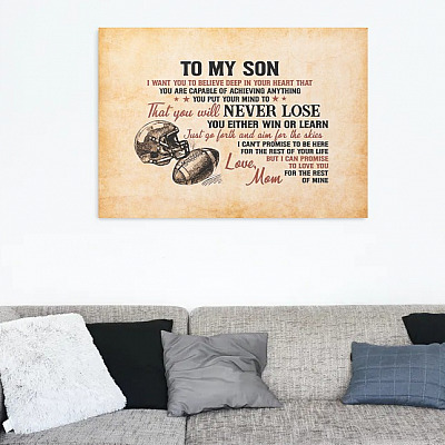 Alternative view of To My Son I Want You To Believe Deep In Your Heart Wrapped Framed Canvas Prints - Unframed Poster - Wall Art