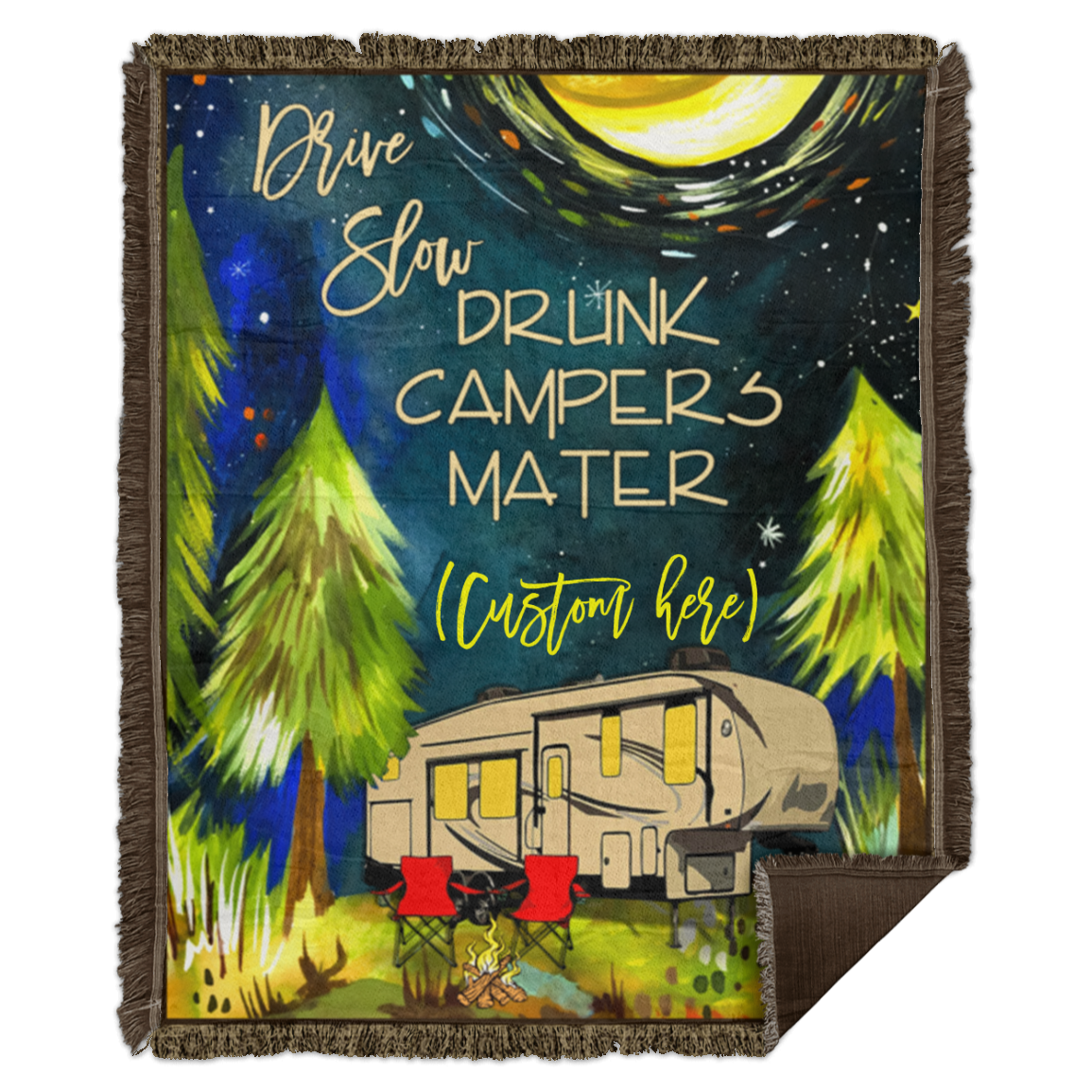 Drunk Campers Personalized Blanket, White, Woven Blanket - 50x60 Drunk Campers Personalized Blanket, White, Woven Blanket - 50x60