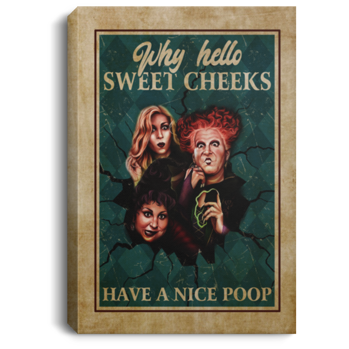 Have a Nice Poop Hocus Pocus Bathroom Vintage Gallery Wrapped Framed Canvas Prints - Unframed Poster, White, 0.75'' Framed Canvas