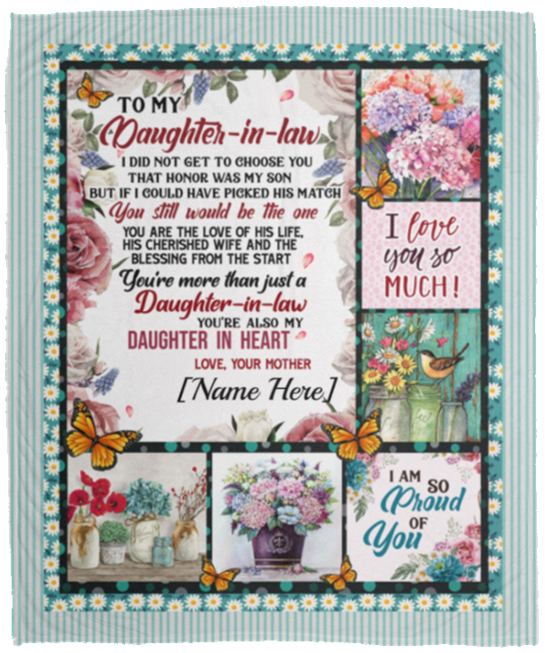 Personalized To My Daughter In Law I Didn't Get To Choose You Fleece Blanket - Sherpa Blanket - Woven Blanket, White, Cozy Plush Fleece Blanket - 50x60