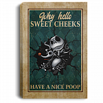 Have a Nice Poop Jack Skellington Bathroom Vintage Gallery Wrapped Framed Canvas Prints - Unframed Poster, White, 0.75'' Framed Canvas