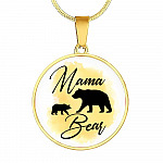 Gifts For Mom Mama Bear Circle Pendant Women Necklace - Circle Luxury Necklace (Gold Plated)