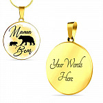Gifts For Mom Mama Bear Circle Pendant Women Necklace - Circle Luxury Necklace (Gold Plated)