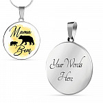 Gifts For Mom Mama Bear Circle Pendant Women Necklace - Circle Luxury Necklace (Silver)
