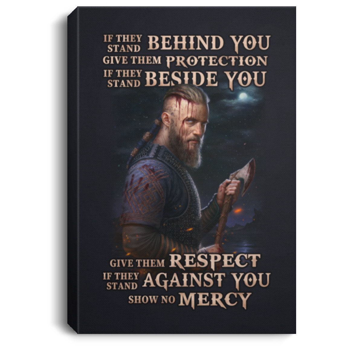 If They Stand Behind You Viking Warrior Gallery Wrapped Framed Canvas Prints - Unframed Poster - Home Decor Wall Art, White, 0.75'' Framed Canvas