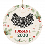 I Dissent 2020 Christmas Ornament Keepsake - Holiday Flat Circle Ornament - Holiday Decoration Gift, White, Circle Ornament