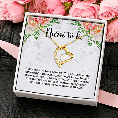 Nurse Graduation You Were Born to Be a Nurse with Compassionate and Caring Forever Love Pendant Necklace