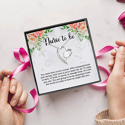 Alternative view of Nurse Graduation You Were Born to Be a Nurse with Compassionate and Caring Forever Love Pendant Necklace