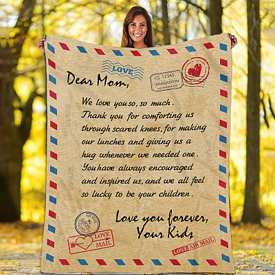 Alternative view of Dear Mom We Love You So, So Much Fleece Blanket - Premium Sherpa Blanket - Woven Blanket - Blanket For Mom From Children