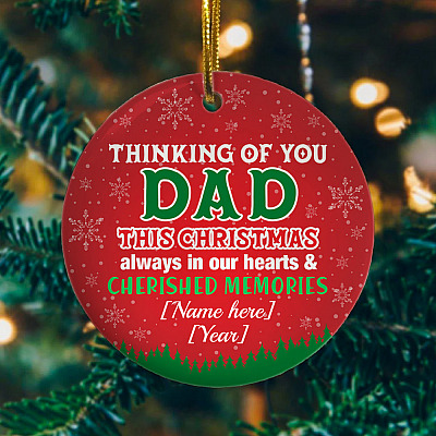 Alternative view of Personalized Thinking Of You Dad This Christmas Always In Our Heart Ornament - Memorial Circle Ornament