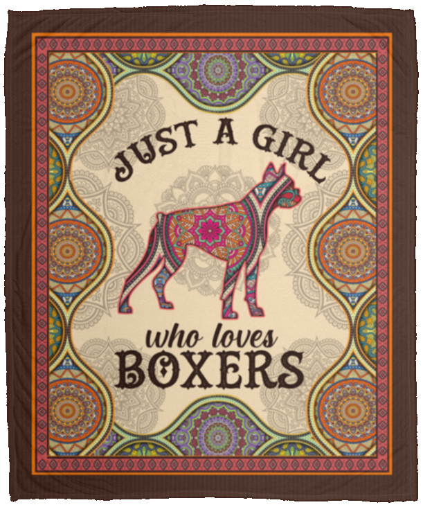 Just A Girl Who Loves Boxers Boho Fleece Blanket - Boxer Lover Premium Mink Sherpa Blanket - Woven Blanket, White, Cozy Plush Fleece Blanket - 50x60 Just A Girl Who Loves Boxers Boho Fleece Blanket - Boxer Lover Premium Mink Sherpa Blanket - Woven Blanket, White, Cozy Plush Fleece Blanket - 50x60
