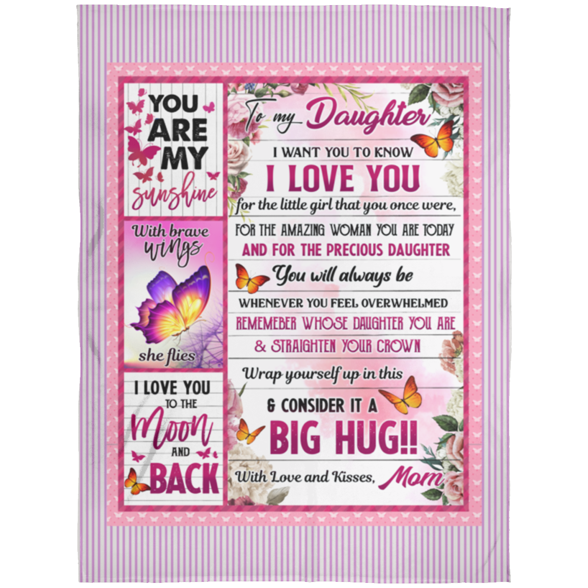 To My Daughter I Want You To Know I Love You Fleece Blanket - Premium Sherpa Blanket - Woven Blanket, White, Arctic Fleece Blanket - 60x80