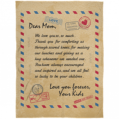 Dear Mom We Love You So, So Much Fleece Blanket - Premium Sherpa Blanket - Woven Blanket - Blanket For Mom From Children, White, Arctic Fleece Blanket - 60x80