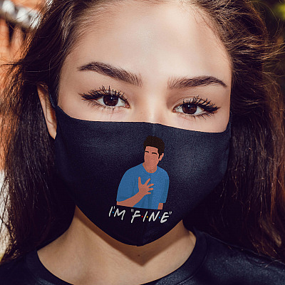 Alternative view of I'm Fine Ross Friends Washable Reusable Custom Printed Cloth Face Mask Cover - Ross Geller Friends Face Mask