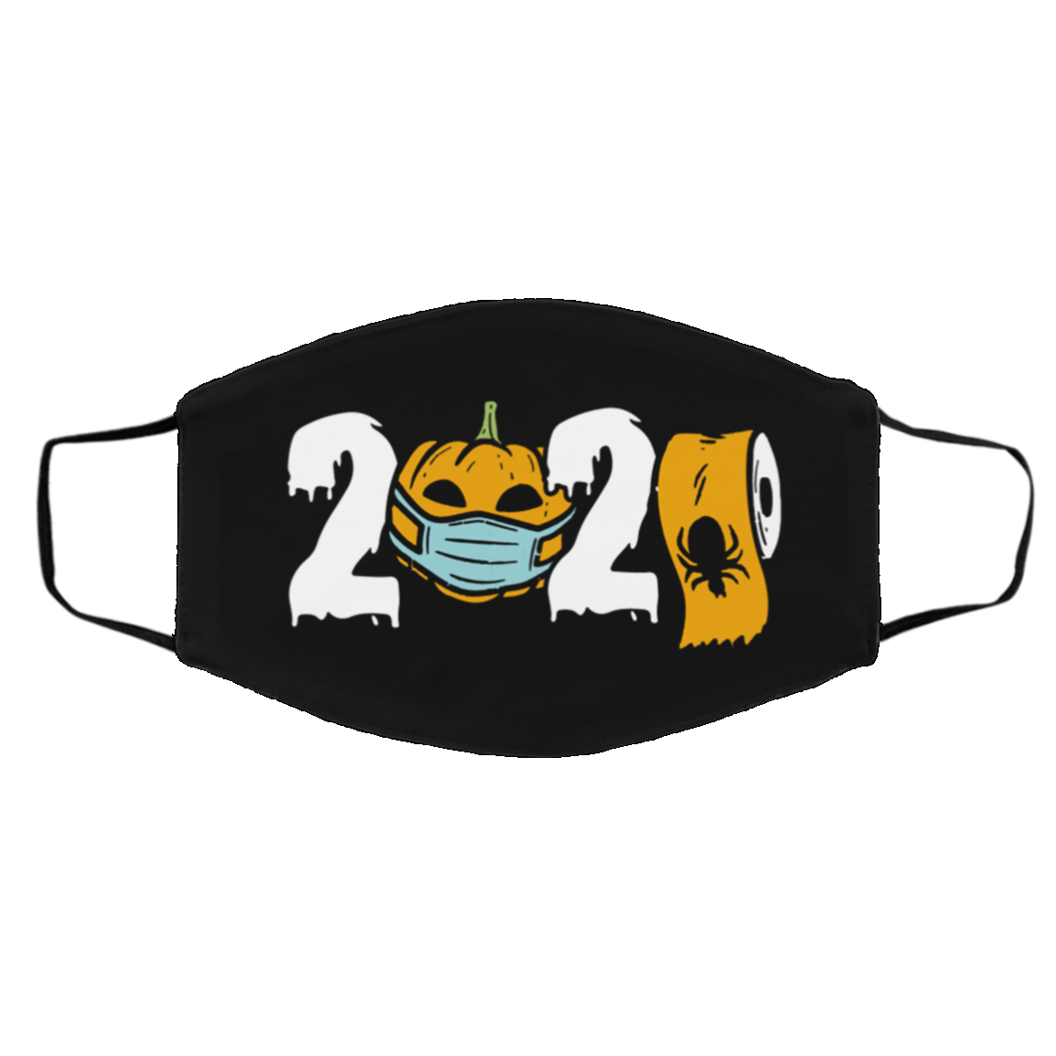 2020 Pumpkin With Toilet-Paper Washable Reusable Custom - Printed Cloth Face Mask Cover, Black, Cloth Face Cover – Medium/Large
