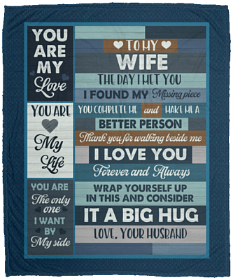 Husband To My Wife The Day I Met You I Found My Missing Piece Vintage Fleece Blanket - Mink Blanket, White, Cozy Plush Fleece Blanket - 50x60