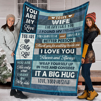 Alternative view of Husband To My Wife The Day I Met You I Found My Missing Piece Vintage Fleece Blanket - Mink Blanket