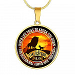 From Dad To My Daughter Lion Necklace - This Old Lion Have Your Back Saying Daughter Circle Pendant Necklace - Circle Luxury Necklace (Gold Plated)