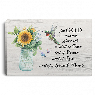 For God Has Not Given Us A Spirit Of Fear 2 Timothy 1 7 Framed Canvas – Unframed Poster – Home Decor Wall Art, White, 0.75'' Framed Canvas