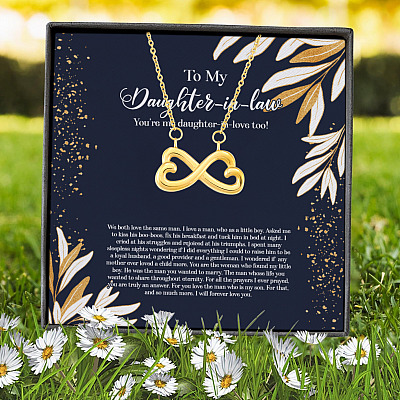 To My Daughter In Law You're My Daughter In Love Too Infinity Heart Pendant Necklace