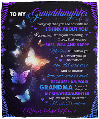 Personalized To My Granddaughter Everyday That You Are Not With Me Fleece Blanket - Premium Mink Sherpa Blanket, White, Cozy Plush Fleece Blanket - 50x60
