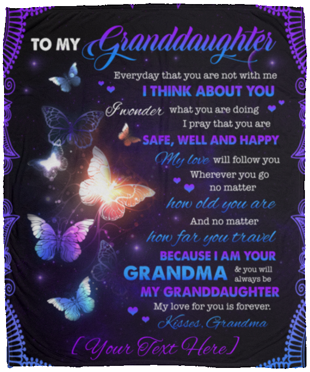 Personalized To My Granddaughter Everyday That You Are Not With Me Fleece Blanket - Premium Mink Sherpa Blanket, White, Cozy Plush Fleece Blanket - 50x60