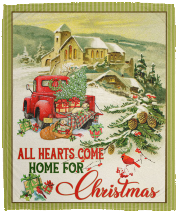 Red Trucks All Hearts Come Home For Christmas Fleece Blanket - Premium Mink Blanket - Woven Blanket, White, Cozy Plush Fleece Blanket - 50x60 Red Trucks All Hearts Come Home For Christmas Fleece Blanket - Premium Mink Blanket - Woven Blanket, White, Cozy Plush Fleece Blanket - 50x60