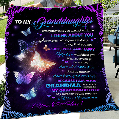 Alternative view of Personalized To My Granddaughter Everyday That You Are Not With Me Fleece Blanket - Premium Mink Sherpa Blanket