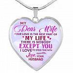 Women My Dear Wife Your Love Is The Best Part Of My Life Heart Pendant Necklace Gifts For Wife - Heart Luxury Necklace (Silver)