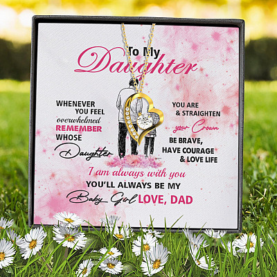 Alternative view of From Dad To My Daughter Whenever You Feel Overwhelmed Pink Forever Love Pendant Necklace