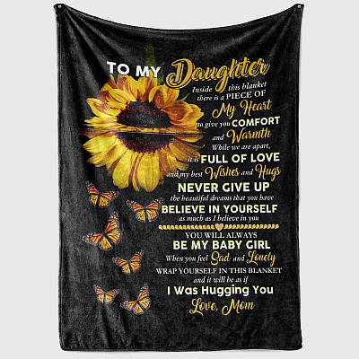 Alternative view of To My Daughter There Is A Piece Of My Heart Sunflower Fleece Blanket - Mink Sherpa Blanket - Woven Blanket