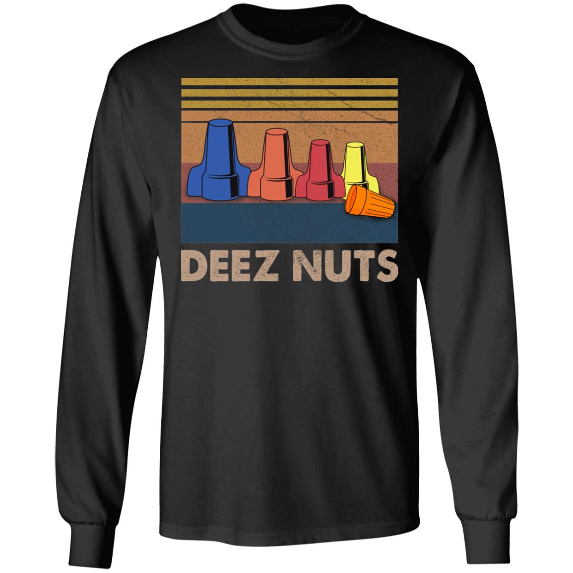 Deez Nut Electrical Nut Caps Funny - Vintage Electrical Engineer Dark Hoodie - Sweatshirt, Black, Long Sleeve