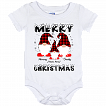 Personalized Merry Christmas Gnomes Baby Onesie - Cute Gnomes Family Toddler Baby Infant Bodysuit, White, Baby Onesie - 12 Month