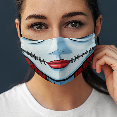 Alternative view of Sally Halloween Nightmare Before Christmas Washable Reusable Custom Printed Cloth Face Mask Cover