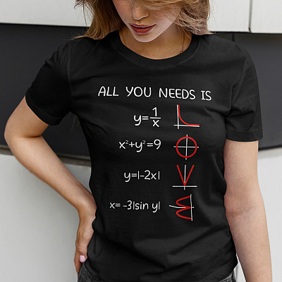 Alternative view of All You Need Is Love Math Funny Math Functional Math T-shirt - V-neck - Gift For Math Lover