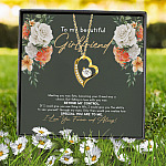 4VT. To My Beautiful Girlfriend Message Card Forever Love Necklace (Gold) 7