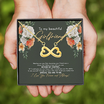 Alternative view of To My Beautiful Girlfriend Meeting You Was Fate Becoming Your Friend Was A Choice Infinity Heart Necklace