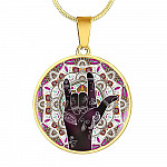 I Love You Sign Language Pendant Circle Necklace - Circle Luxury Necklace (Gold Plated)