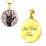 I Love You Sign Language Pendant Circle Necklace - Circle Luxury Necklace (Gold Plated)