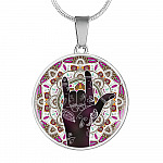 I Love You Sign Language Pendant Circle Necklace - Circle Luxury Necklace (Silver)