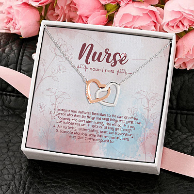 Definition Of Nurse Interlocking Hearts Pendant Necklace For Women
