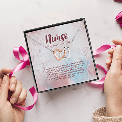 Alternative view of Definition Of Nurse Interlocking Hearts Pendant Necklace For Women