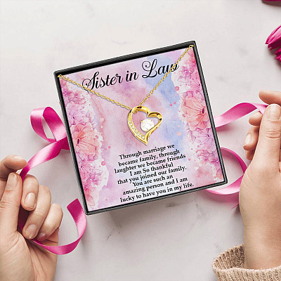 Alternative view of Gifts To Sister-in-Law Through Marriage We Became Family Forever Love Pendant Necklace
