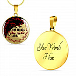 Feminism Fight For The Things You Care About Circle Pendant Necklace - Circle Luxury Necklace (Gold Plated)